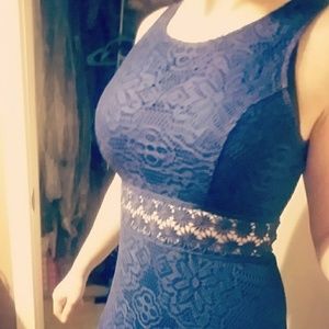 Navy lace maxi dress